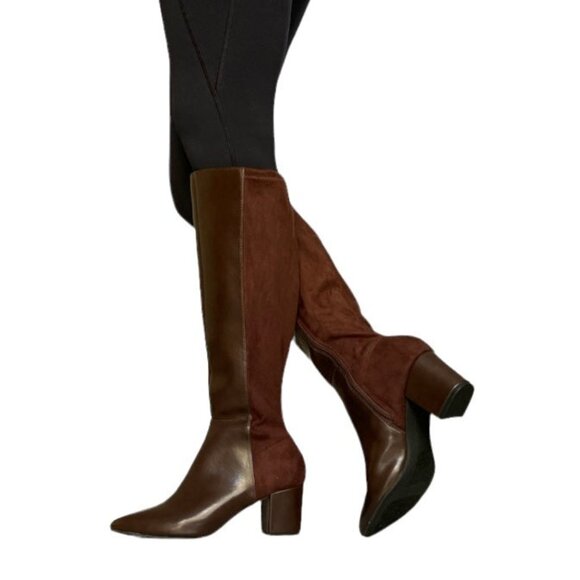 CHARTER CLUB SACARIA Women's Mid Calf Block Heel Boots Brown Size 7.5 Zip-Up - Picture 1 of 6